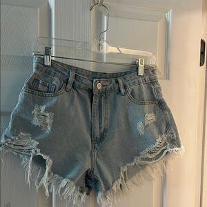 SHEIN Light Blue Ripped Jean Shorts